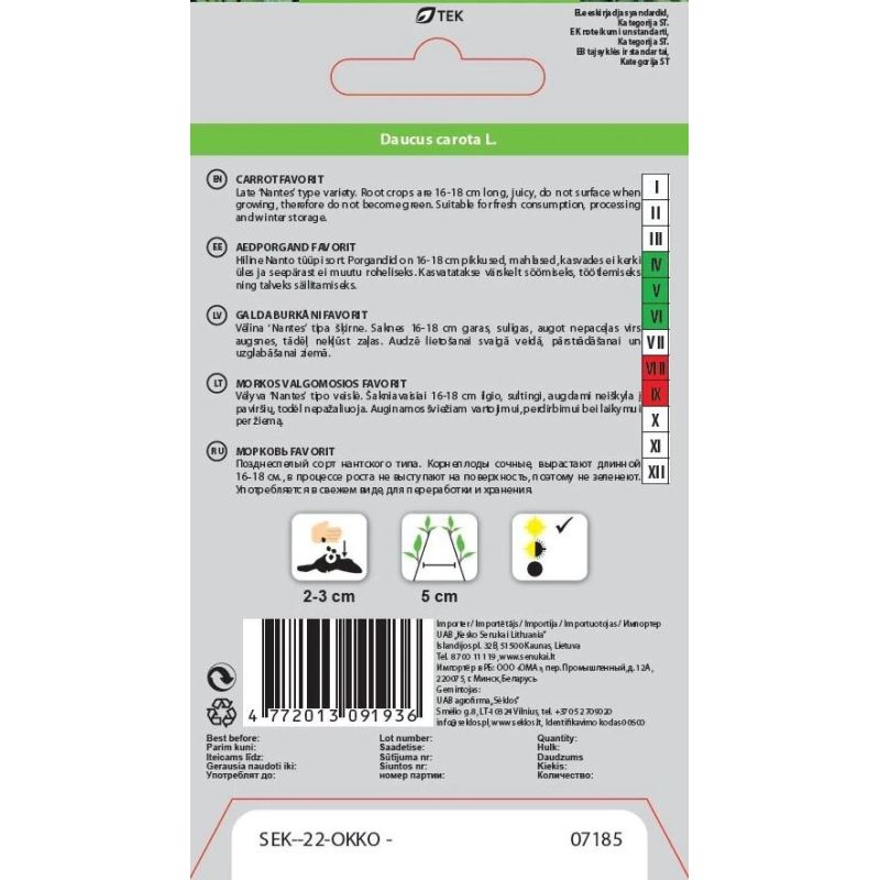 Sēklas galda burkāni favorit