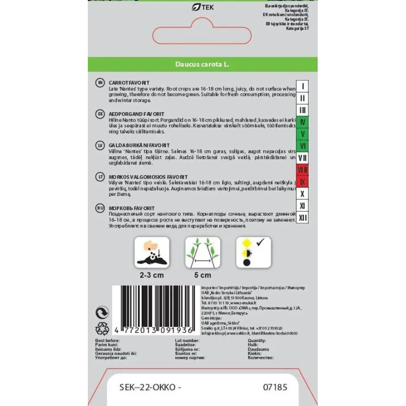 Sēklas Okko, burkāns Favorit, 1.5 g