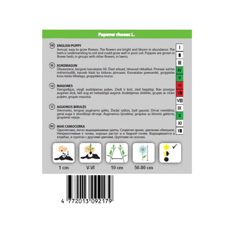 Sēklas magones shirley