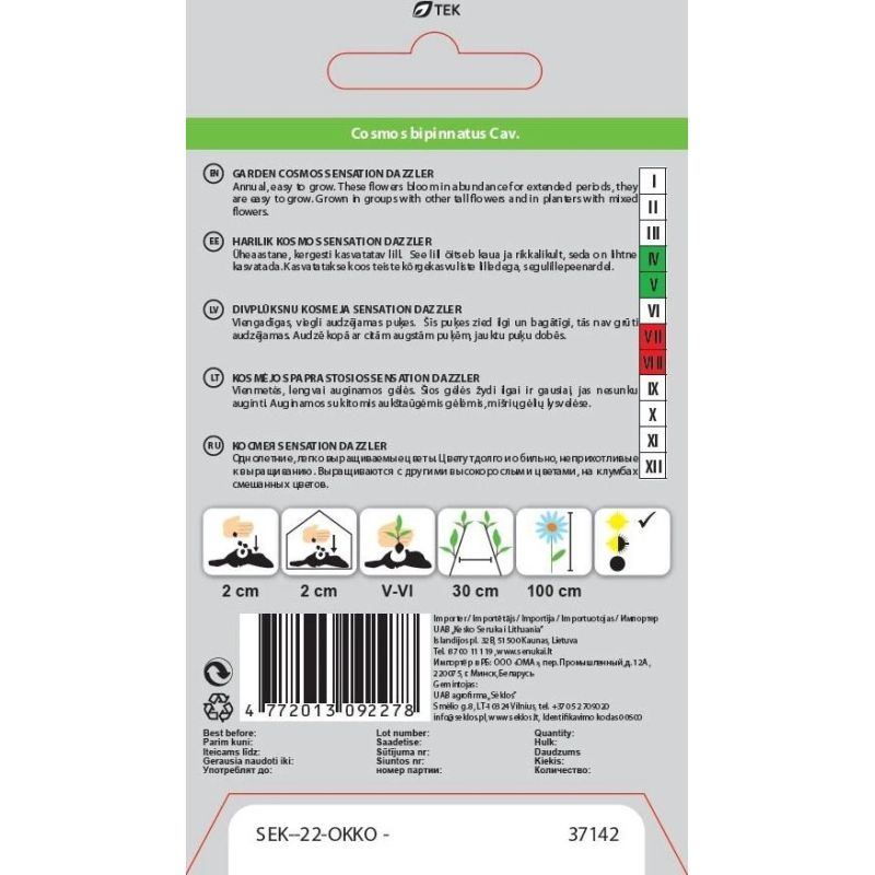 Sēklas kosmeja sensation dazzler