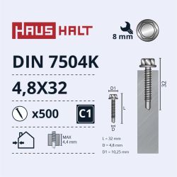 Skrūve pašgriez 4,8x32 din7504k zn ,500,