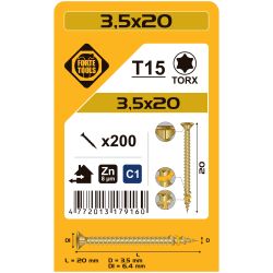 Koka skrūve t15 3.5x20 dzel zn 200gb