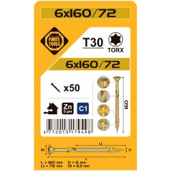Skrūve kokam scr t30 6.0x160-72 yellzn50