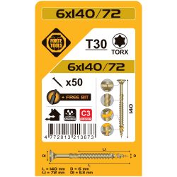 Kokskrūves 6x140-72mmrusperttx30 50gab.