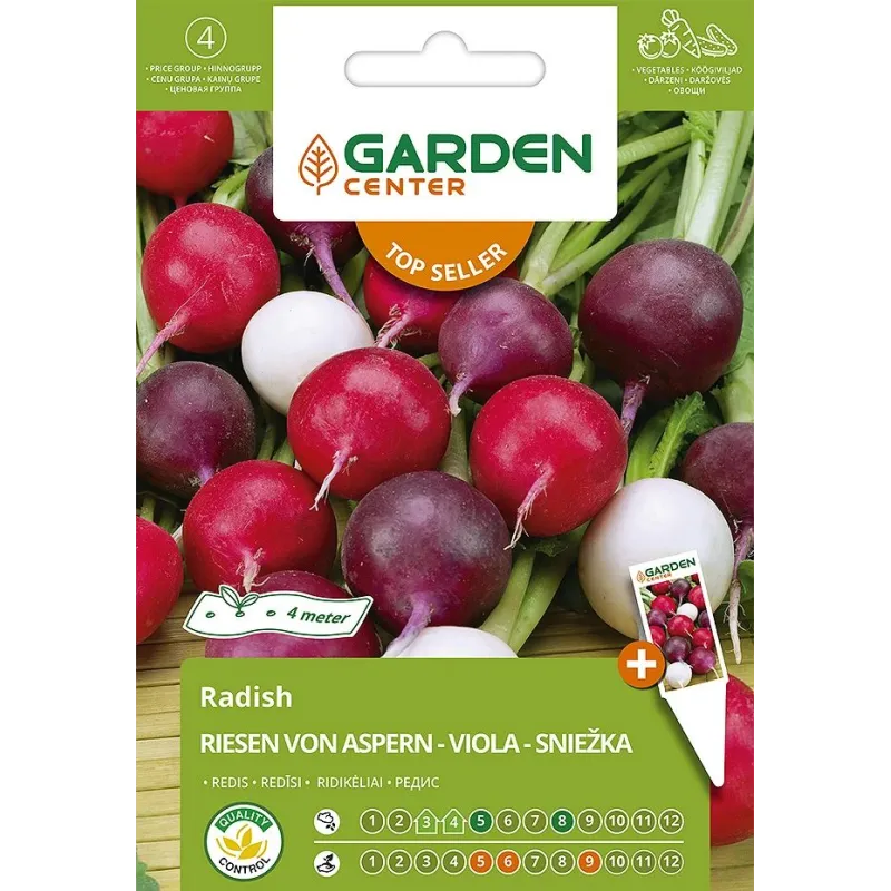 Sēklas Garden Center, redīsi Riesen Von Aspern-Viola-Sniežka, 3 g
