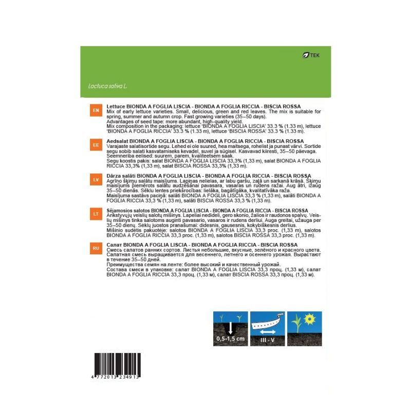 Dārzeņu sēklas salāti baby mix