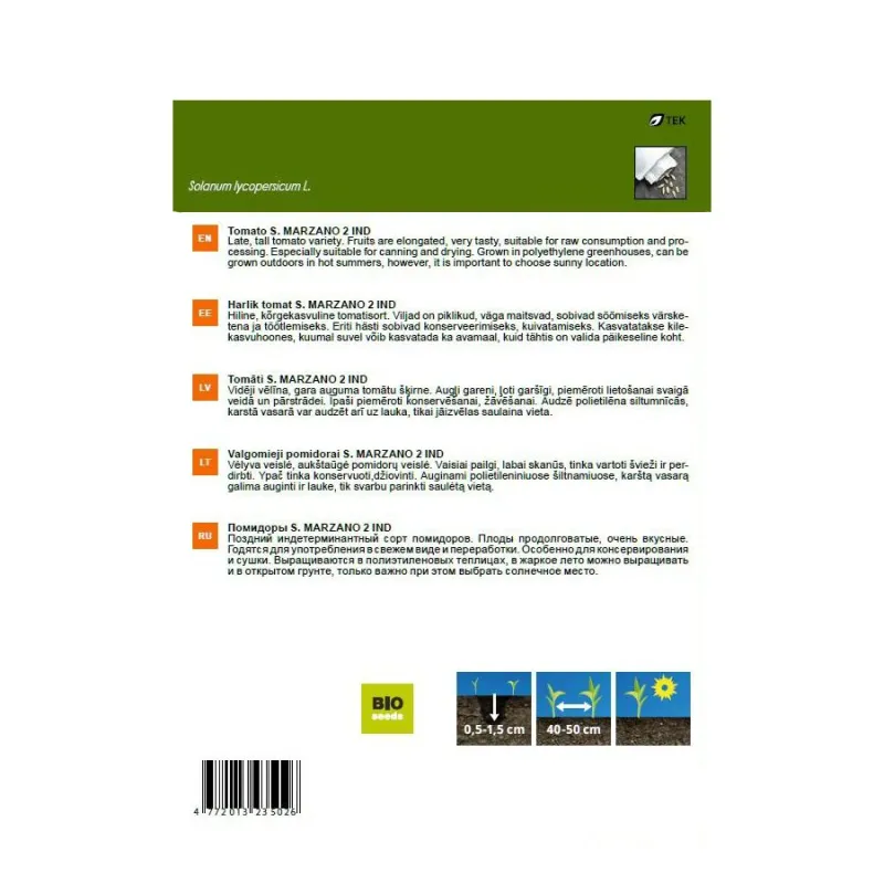 Sēklas Garden Center, tomāti S. Marzano 2 Ind, 0.1 g