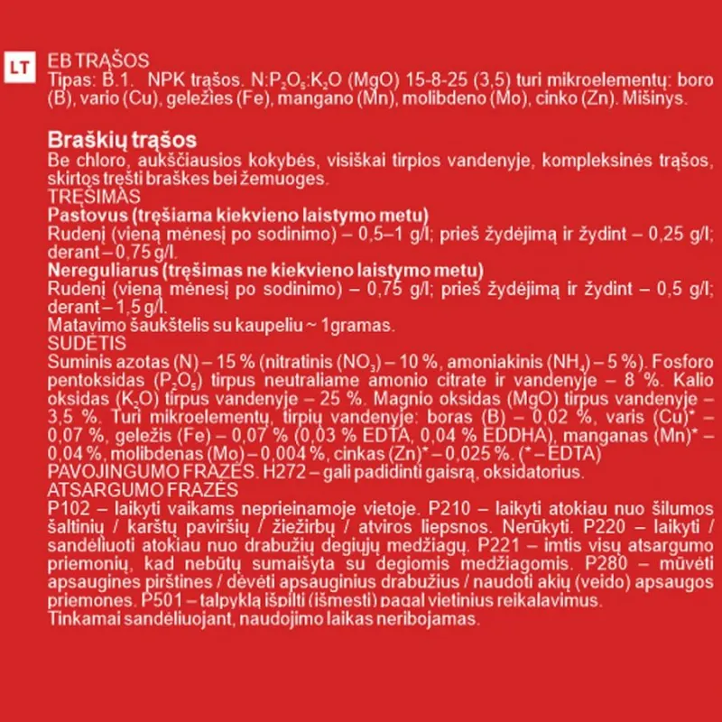 Mēslojums zemenēm Garden Center, lielam apjomam, 0.1 kg