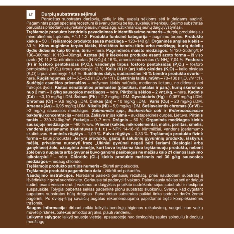 Substrāts sēšanai 50l garden center