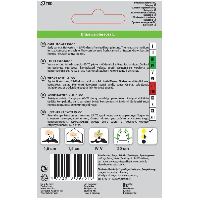 Sēklas dārzeņu ziedkāposti igloo 0.5g