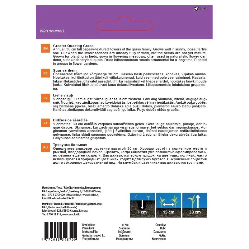 Sēklas Garden Center lielā trīsene, 0.5 g