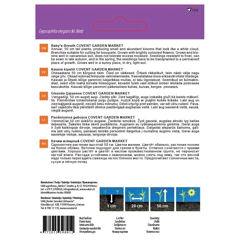 Sēklas ziedu ģipsenes covent garden 1g