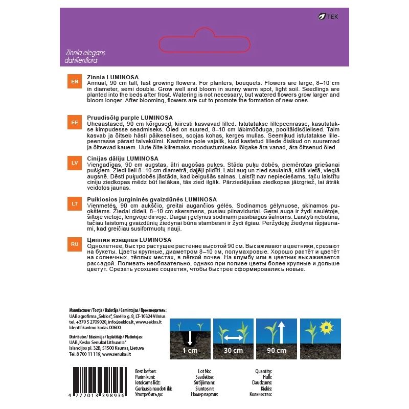 Sēklas ziedu cinijas luminosa 1g