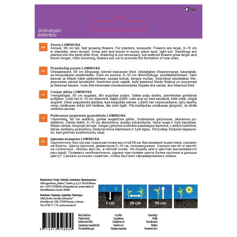 Sēklas Garden Center cīnijas LUMINOSA, 1 g