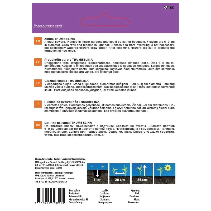 Sēklas Garden Center cīnijas THUMBELINA, 1 g