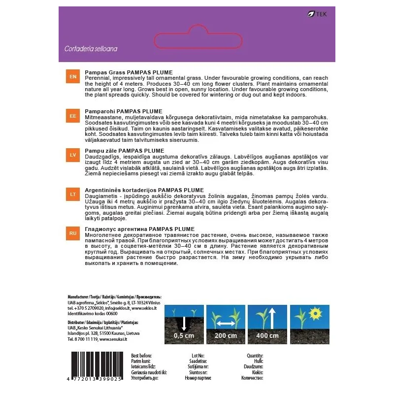 Sēklas Garden Center sello pampuzāle PAMPAS PLUME, 0.2 g