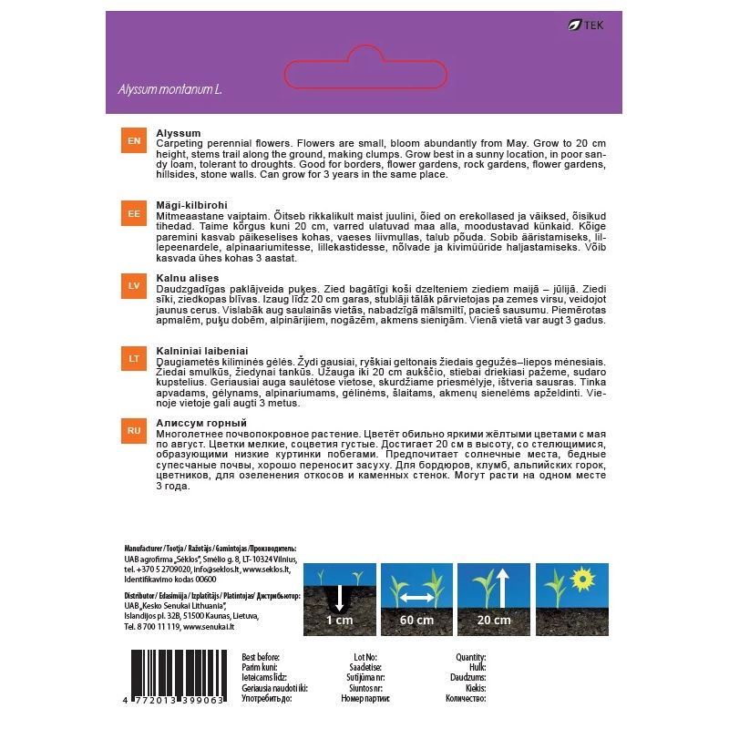 Sēklas ziedu kalnu alises dzelt. 0.5g