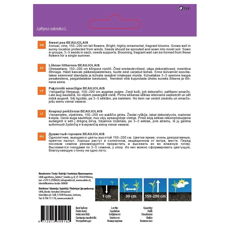 Sēklas Garden Center platlapu dedestiņa BEAUJOLAIS, 2 g