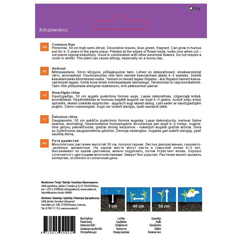 Sēklas ziedu rūtas 0.5g