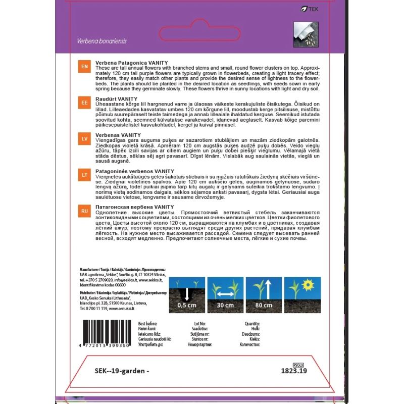 Sēklas ziedu verbenas vanity 20s