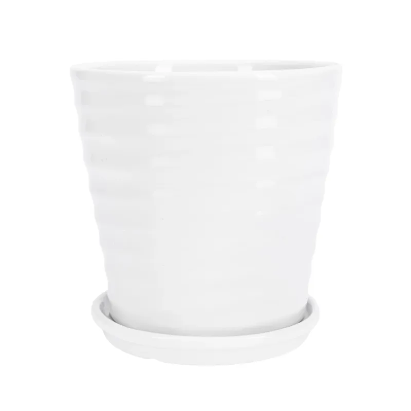 Цветочный горшок Domoletti FP.0004.017.H.M, керамика, белый цв.