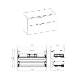 Laisvai pastatoma vonios spinta Masterjero Ekoline, antracito sp., 45.6 cm x 100.8 cm x 61.1 cm