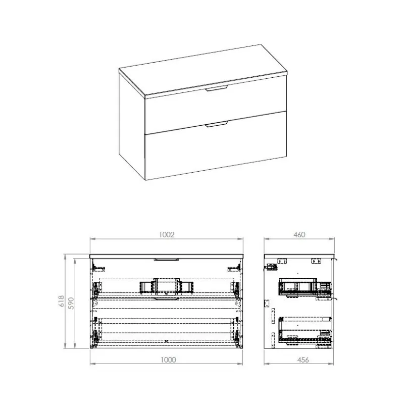Brīvi stāvošs vannas istabas skapis Masterjero Ekoline, antracīta, 45.6 cm x 100.8 cm x 61.1 cm