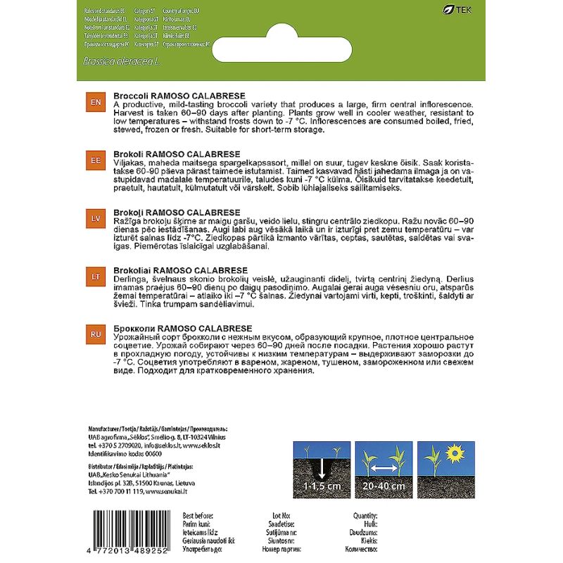 Sēklas dārz brokoļu ramoso calabrese 1g