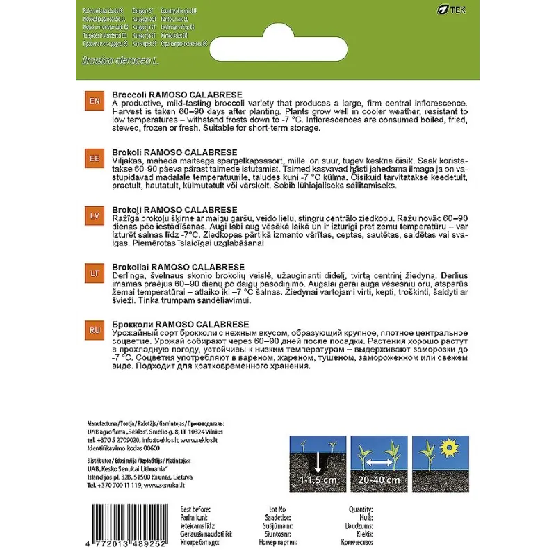 Sēklas Garden Center, brokoļi CALABRESE, 1 g