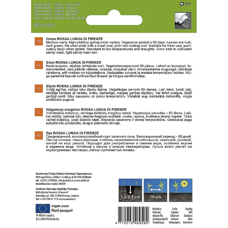Sēklas Garden Center, sīpoli ROSSA LUGANDI FIRENZE, 2 g