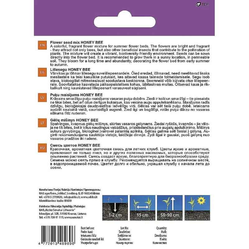 Sēklas Garden Center ziedu maisījums, bišu piesaistīšanai HONEY BEE, 3 g