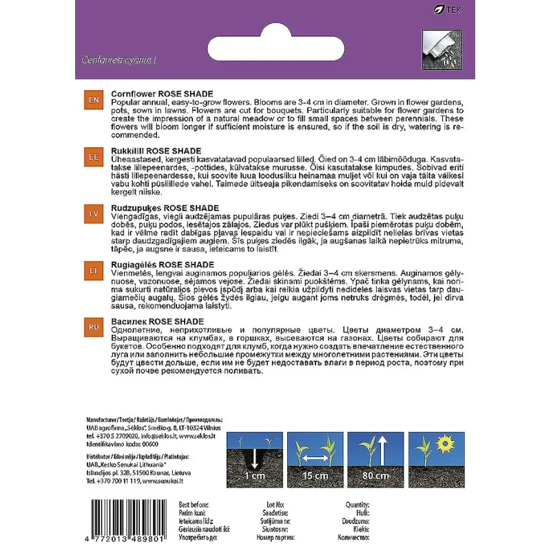 Sēklas Garden Center rudzupuķes ROSE SHADE, 0.4 g