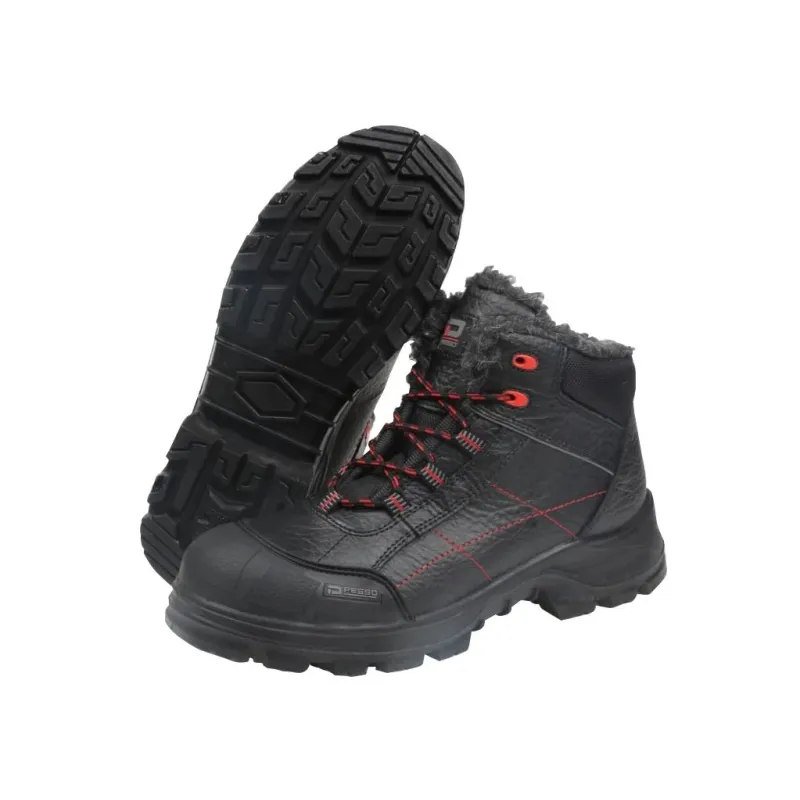 Ziemas zābaki universāli Pesso Arctic S3, bez stulma, ar siltinājumu, melna krās.-sarkana krās., 46 izmērs