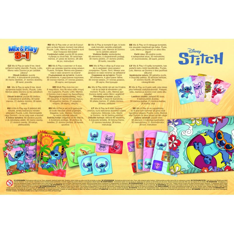 TREFL DISNEY STITCH 8in1 Mix&play galda spēļu komplekts