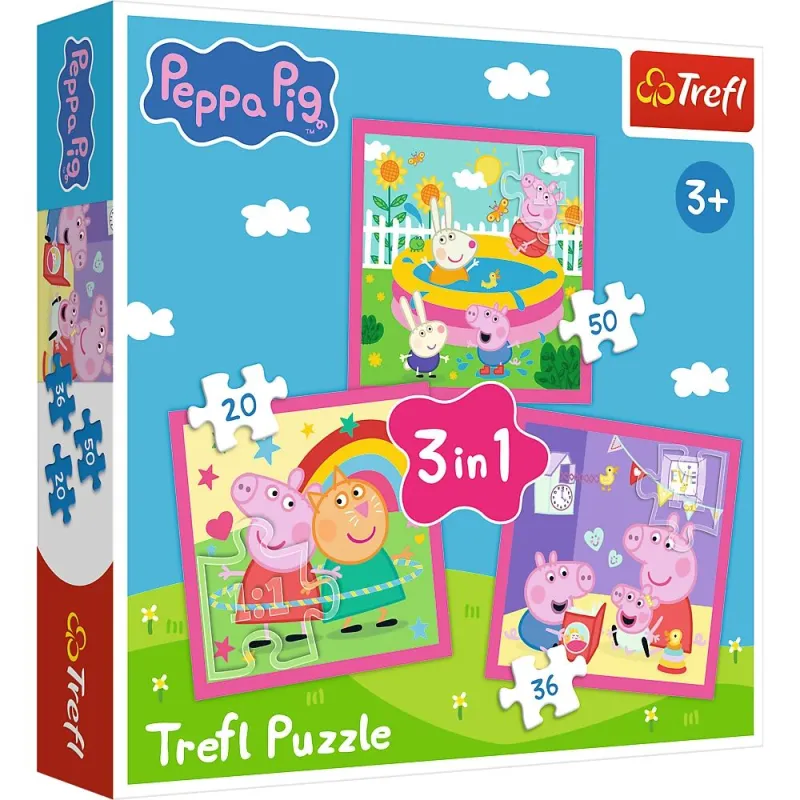 TREFL PEPPA PIG Pužļu komplekts 3in1 Peppa