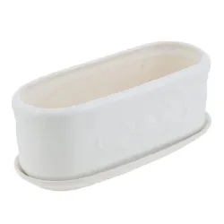 Lillepott Darželis, keraamiline, 32.5 cm x 12.5 cm, valge v.