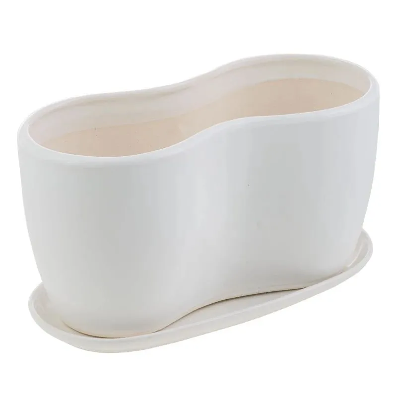 Puķu pods, keramika, 29.5 cm x 12 cm, balta krās.