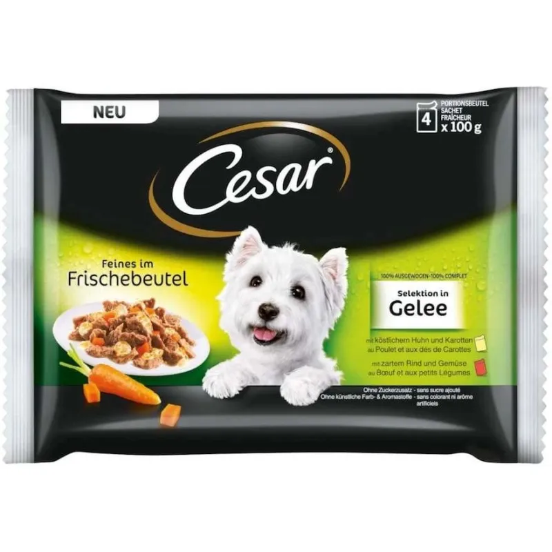 Mitrā barība ,konservi, suņiem Cesar, gaļa Mix C048202, 0.1 kg x 4 gab.