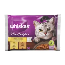 Влажный корм для кошек Whiskas Pure Delight, курица-индюшатина, 0.085 кг x 4 шт.