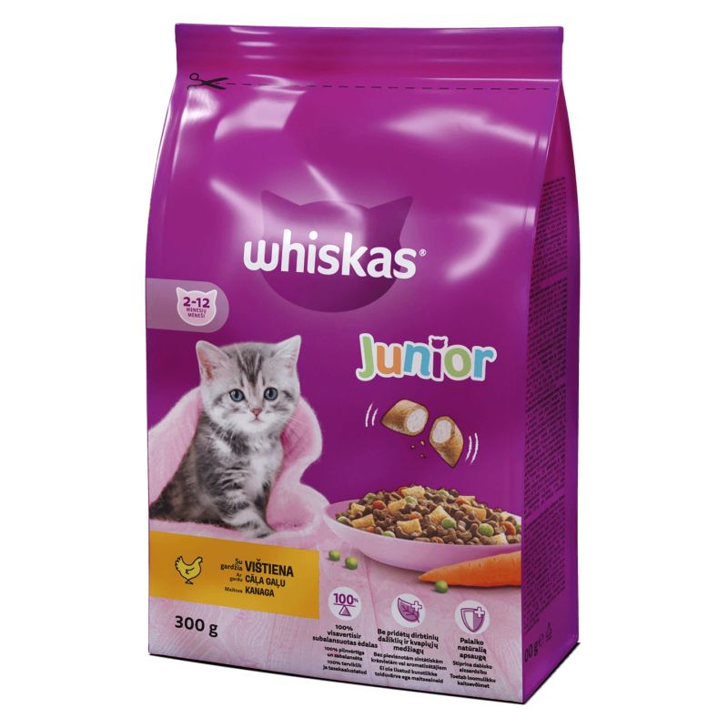 Barība kaķu sausā whiskas jun.vista 300g