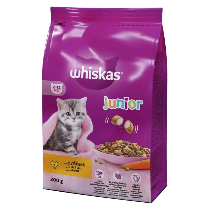 Sausas kačių maistas Whiskas Chicken, vištiena, 0.3 kg