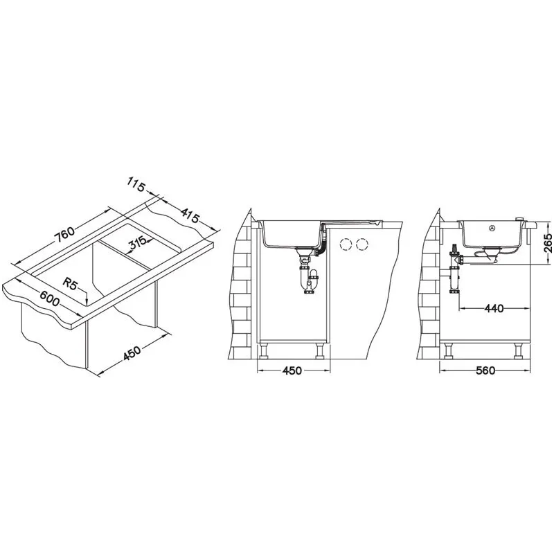 Virtuves izlietne Alveus Falcon 11, granīts, 78 cm x 43.5 cm x 16 cm, balta krās.