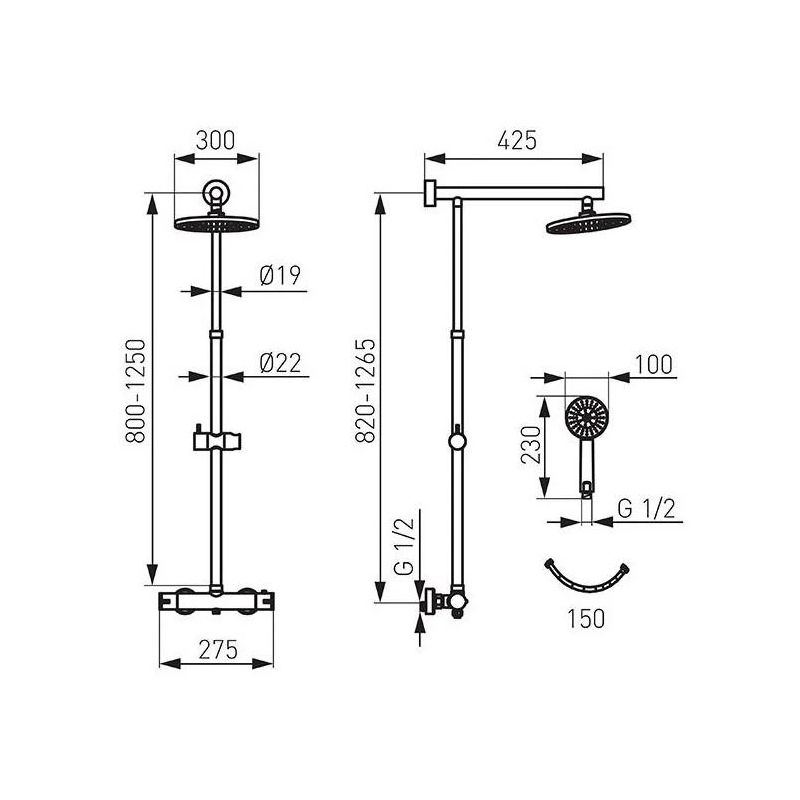 Dušas komplekts ar maisītāju np75-trv7u ,novaservis,