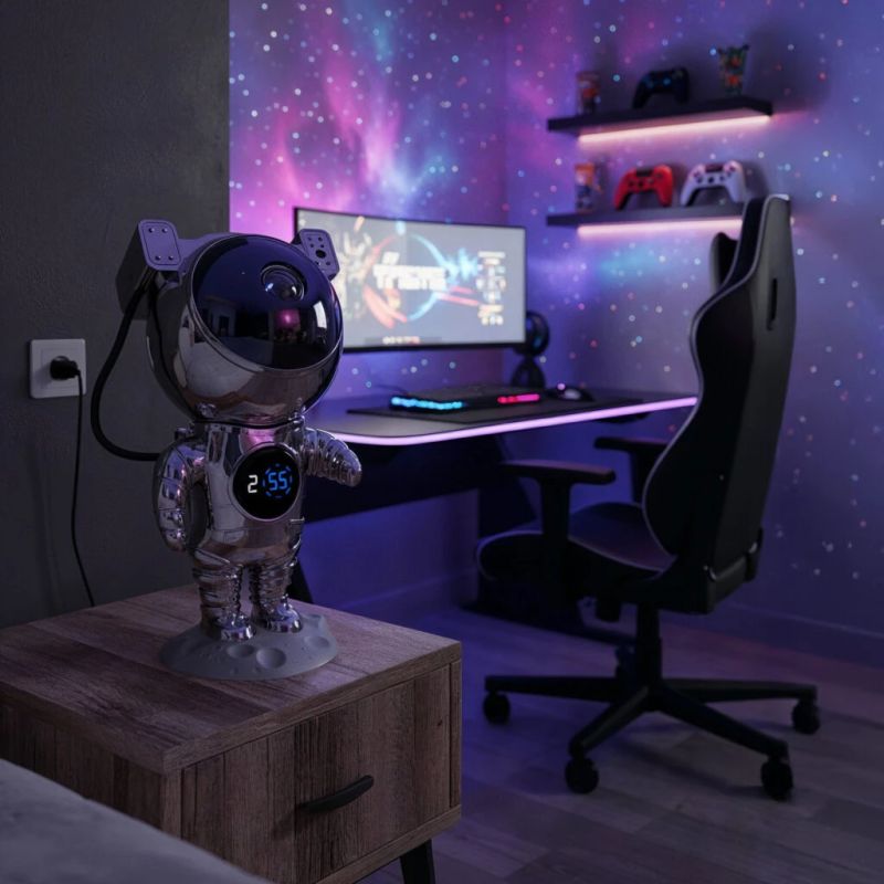 Hawk HW-STAR02 Astronaut Star Projector with Clock Ghrome Edition