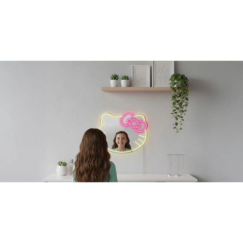 Manta MASNL129WH Style Neon Lights Cat With A Bow LED Neon Mirror