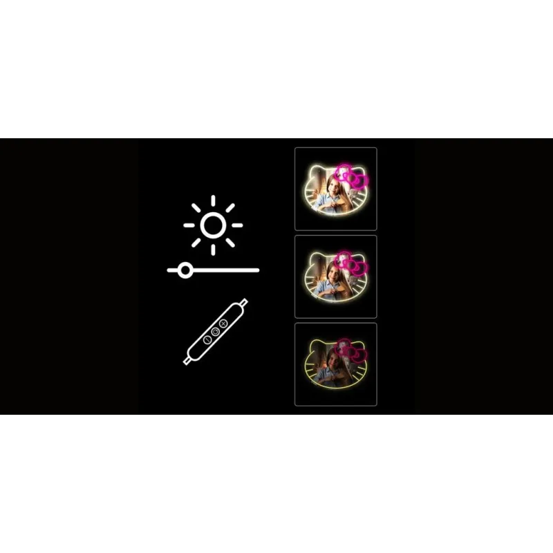Manta MASNL129WH Style Neon Lights Cat With A Bow LED Neon Mirror