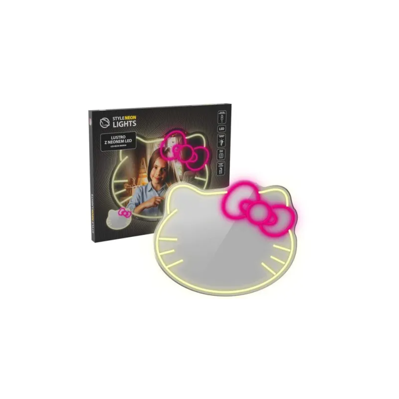 Manta MASNL129WH Style Neon Lights Cat With A Bow LED Neon Mirror