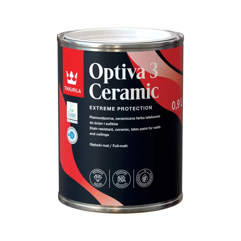 Krāsa Tikkurila 3 Ceramic, ūdens bāzes, pilnīgi matēta, 0.9 l