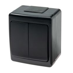 Slēdzis 1+1 virsapmetuma, melns, IP44, UV izturīgs, BETA
