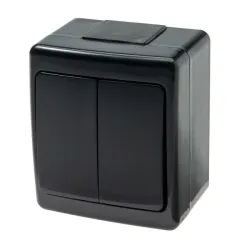 Slēdzis 1+1 virsapmetuma, melns, IP44, UV izturīgs, BETA